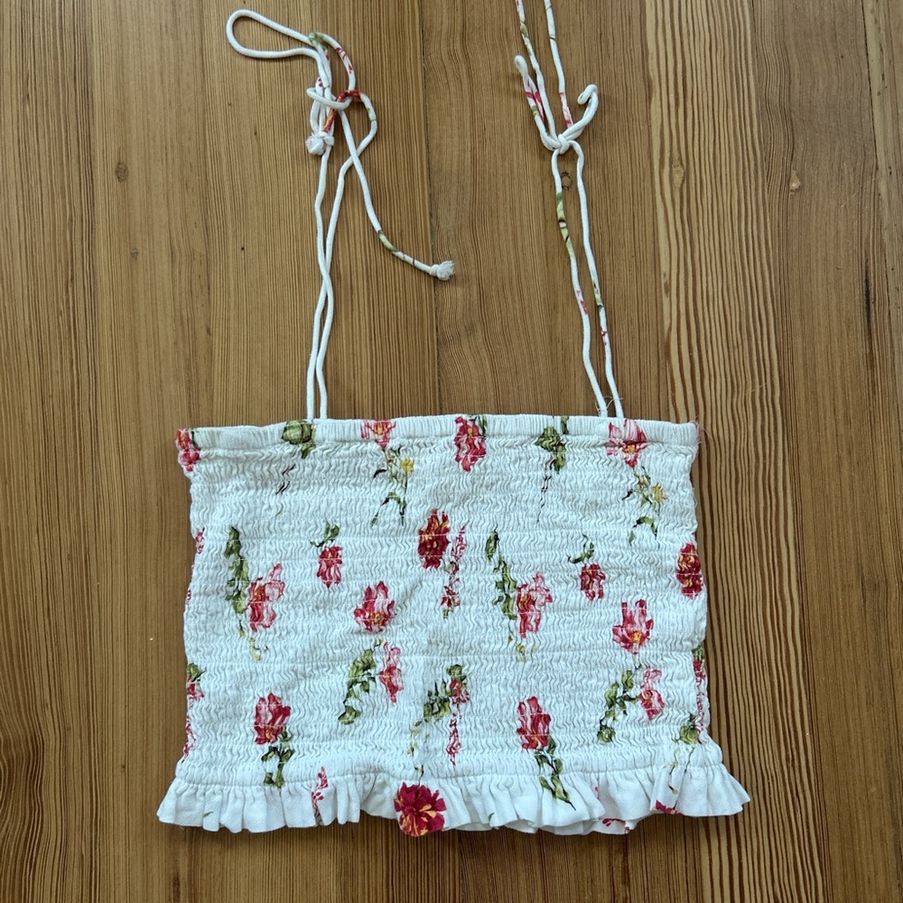 La Hearts White Floral Tank Top
